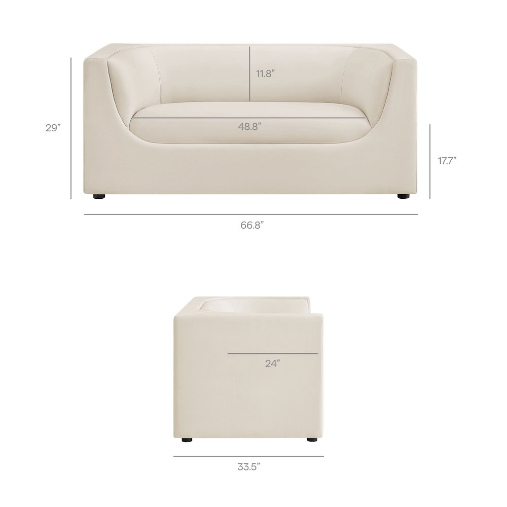Hilda 67" Curved Back Performance Velvet Loveseat