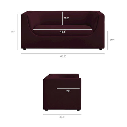 Hilda 67" Curved Back Performance Velvet Loveseat