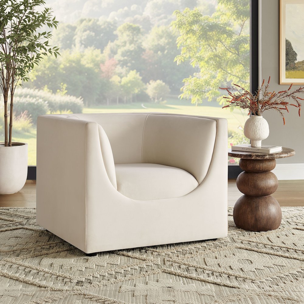 Hilda Curved Back Performance Velvet Armchair