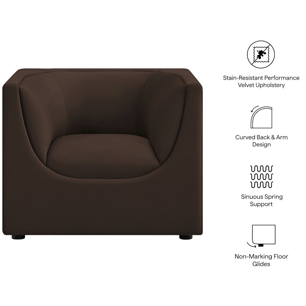 Hilda Curved Back Performance Velvet Armchair