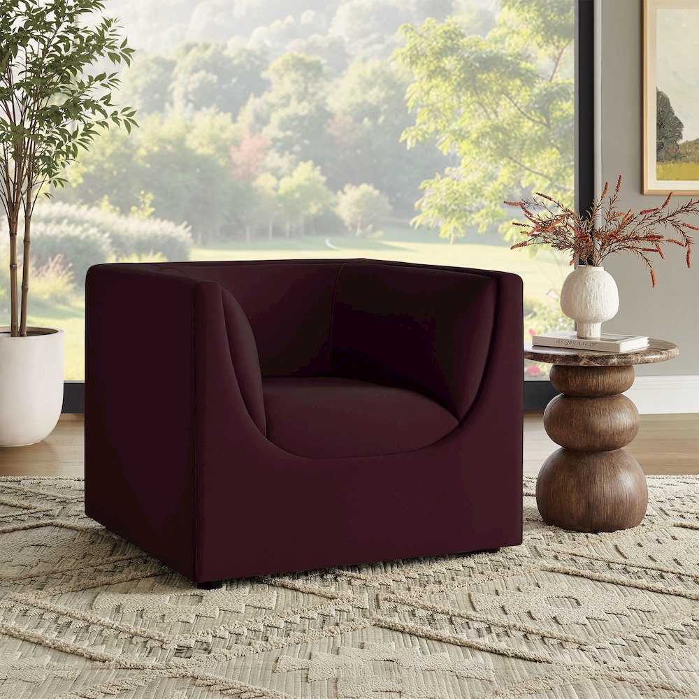 Hilda Curved Back Performance Velvet Armchair