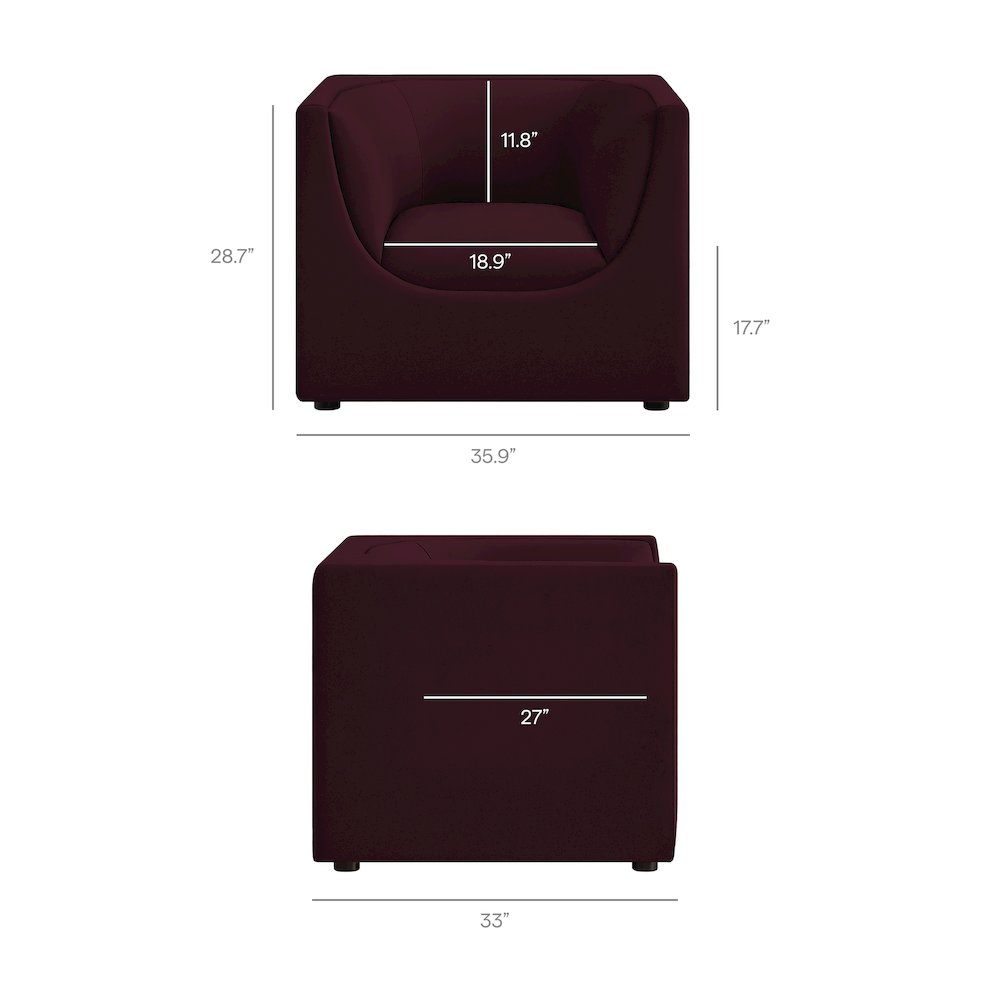 Hilda Curved Back Performance Velvet Armchair