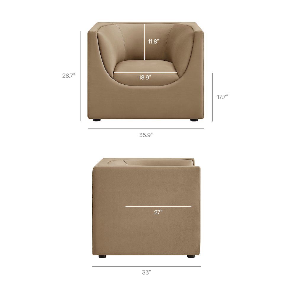 Hilda Curved Back Performance Velvet Armchair