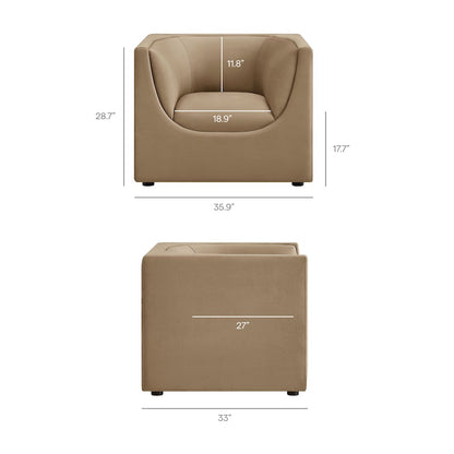 Hilda Curved Back Performance Velvet Armchair