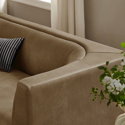 Hilda 86" Curved Back Vegan Leather Sofa