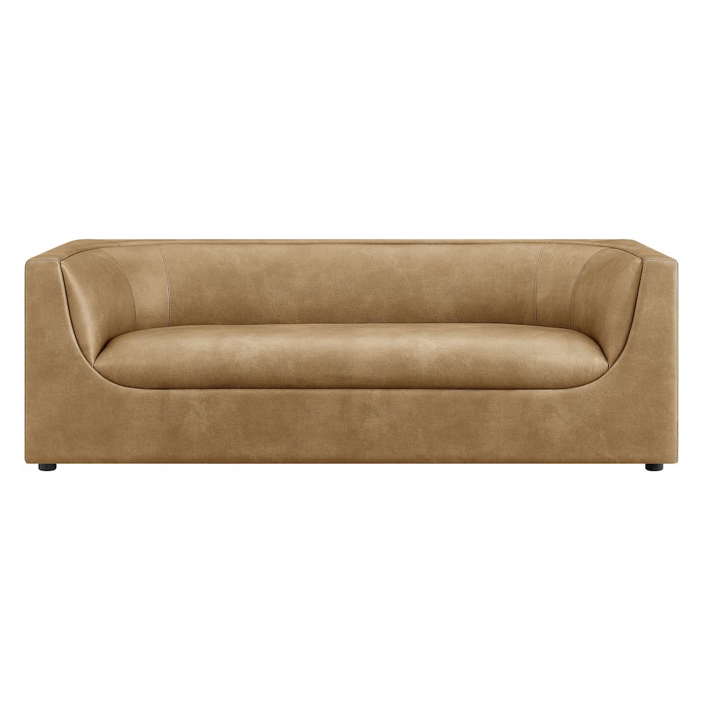 Hilda 86" Curved Back Vegan Leather Sofa