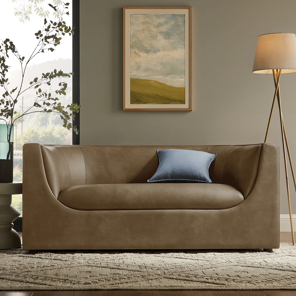 Hilda 67" Curved Back Vegan Leather Loveseat