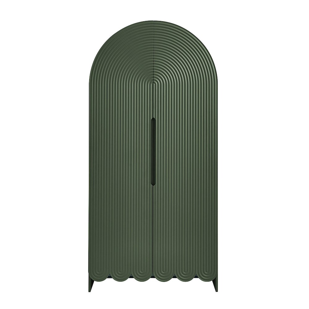 Dahlia 78 Inch Fluted and Scalloped Arched Storage Cabinet