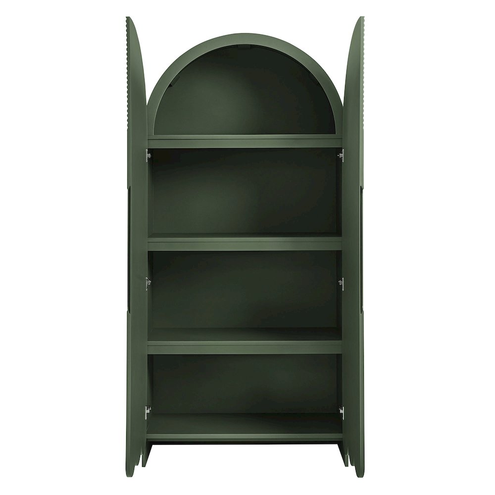 Dahlia 78 Inch Fluted and Scalloped Arched Storage Cabinet