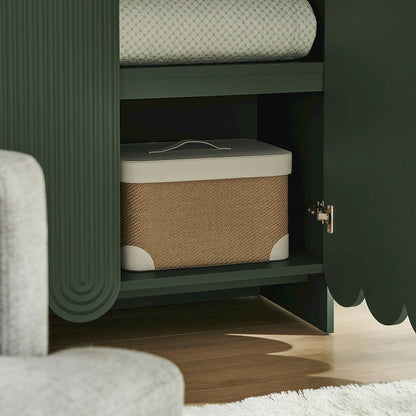 Dahlia 78 Inch Fluted and Scalloped Arched Storage Cabinet