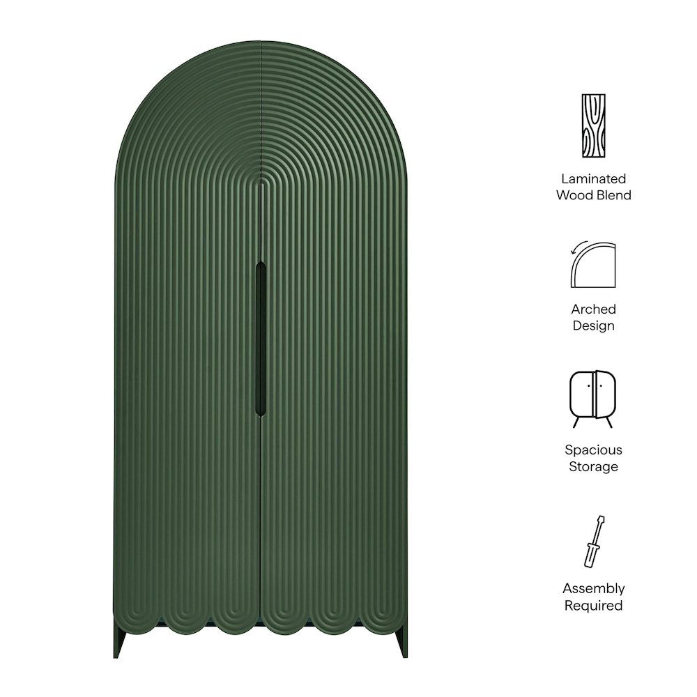 Dahlia 78 Inch Fluted and Scalloped Arched Storage Cabinet