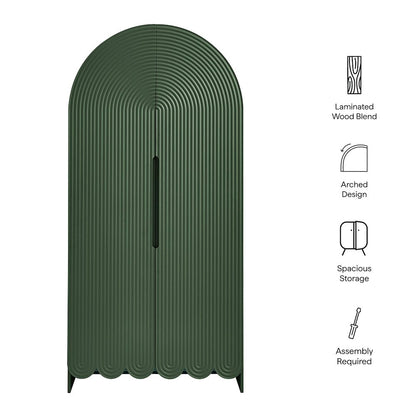 Dahlia 78 Inch Fluted and Scalloped Arched Storage Cabinet