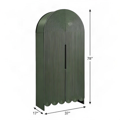 Fluted Home Office Storage Cabinet with Fixed Shelves and Doors, Hunter Green