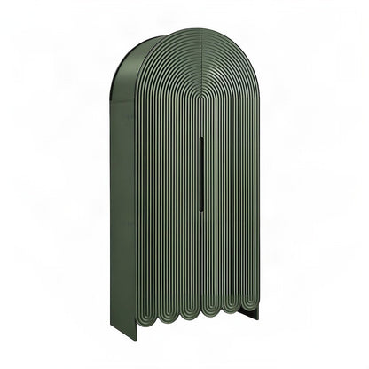Fluted Home Office Storage Cabinet with Fixed Shelves and Doors, Hunter Green