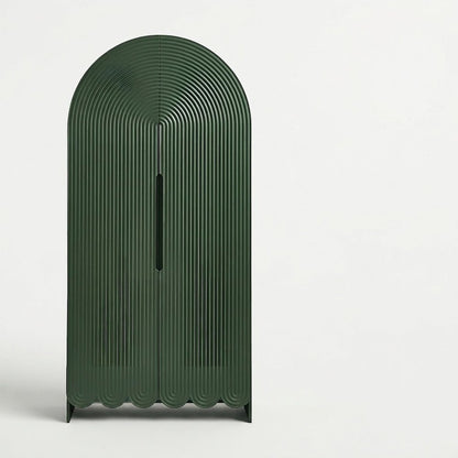 Fluted Home Office Storage Cabinet with Fixed Shelves and Doors, Hunter Green