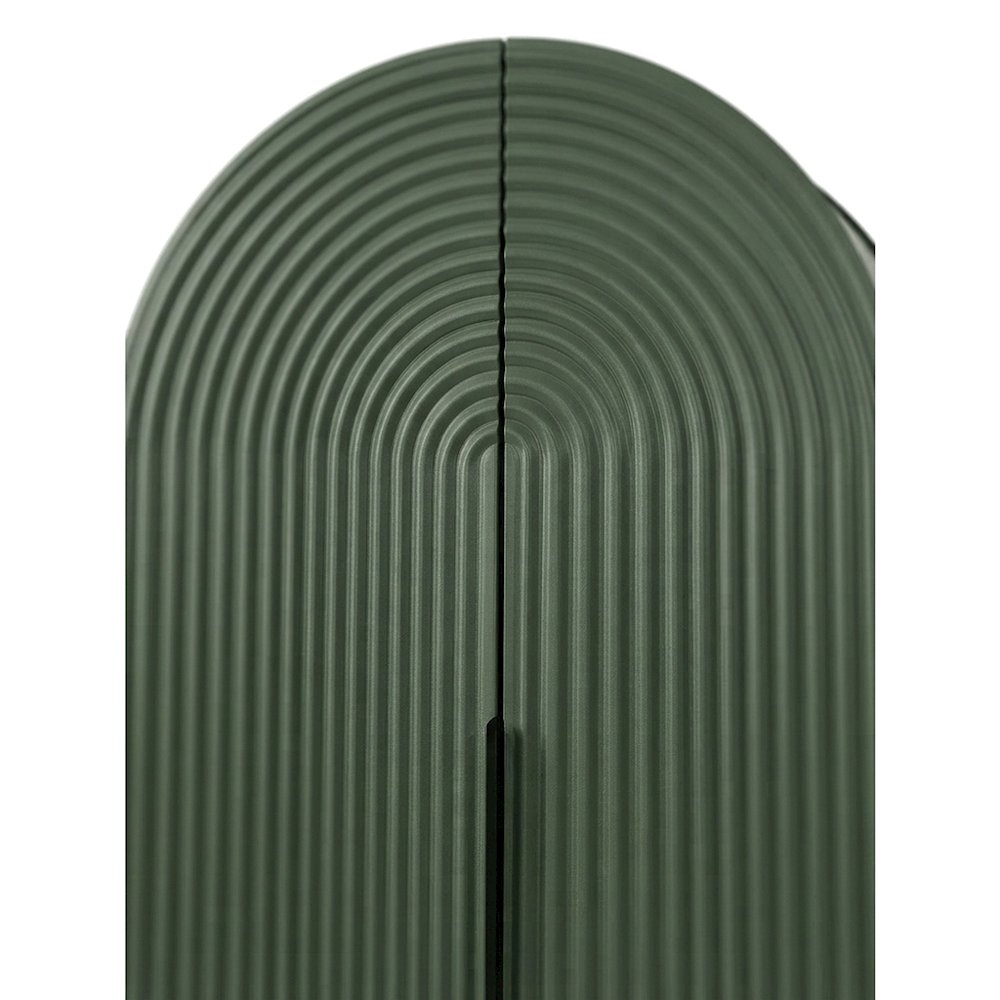 Fluted Home Office Storage Cabinet with Fixed Shelves and Doors, Hunter Green