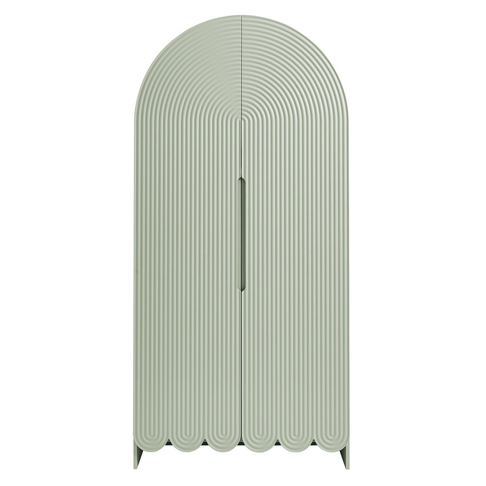 Dahlia 78 Inch Fluted and Scalloped Arched Storage Cabinet