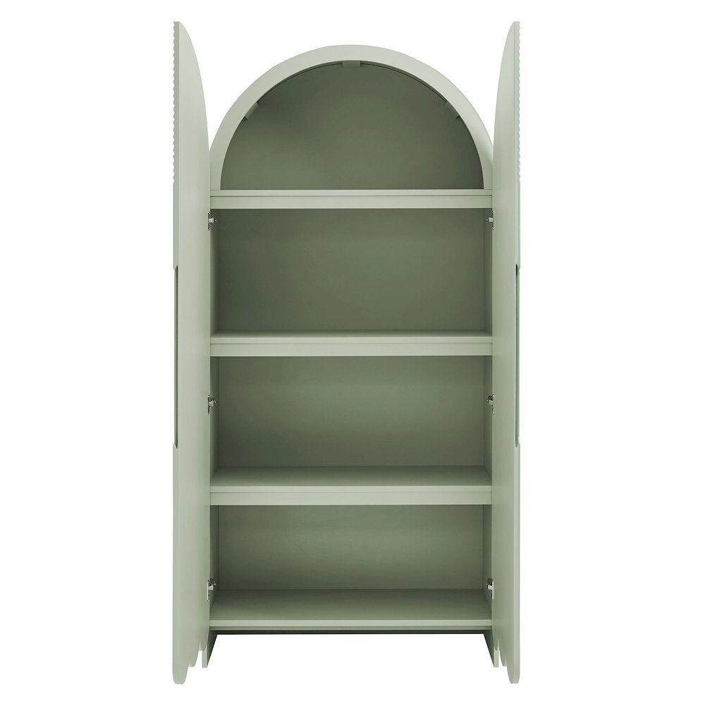 Dahlia 78 Inch Fluted and Scalloped Arched Storage Cabinet