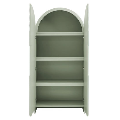Dahlia 78 Inch Fluted and Scalloped Arched Storage Cabinet