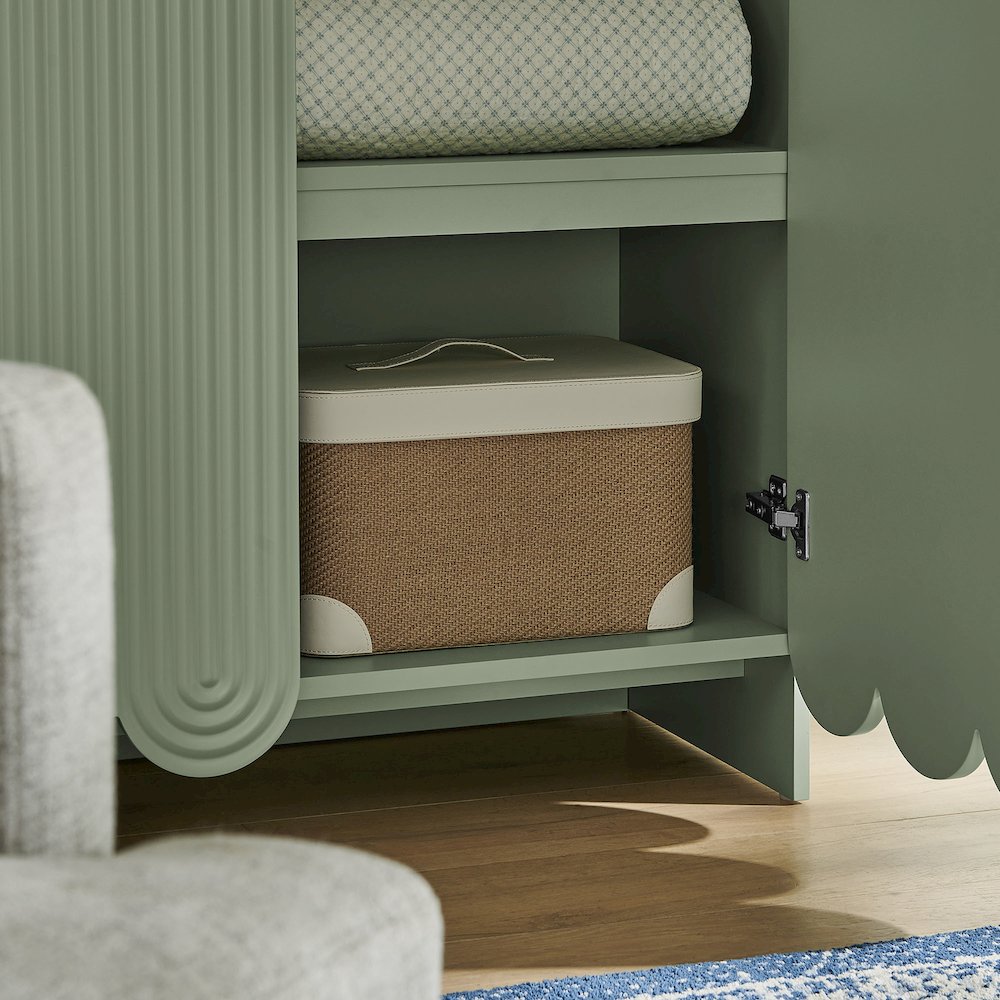 Dahlia 78 Inch Fluted and Scalloped Arched Storage Cabinet