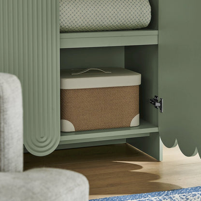 Dahlia 78 Inch Fluted and Scalloped Arched Storage Cabinet