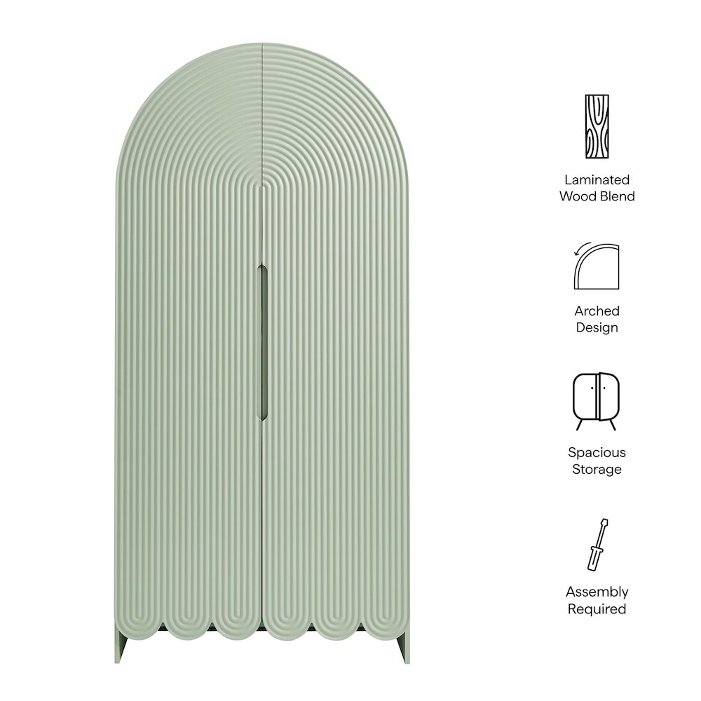 Dahlia 78 Inch Fluted and Scalloped Arched Storage Cabinet