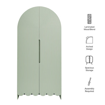 Dahlia 78 Inch Fluted and Scalloped Arched Storage Cabinet