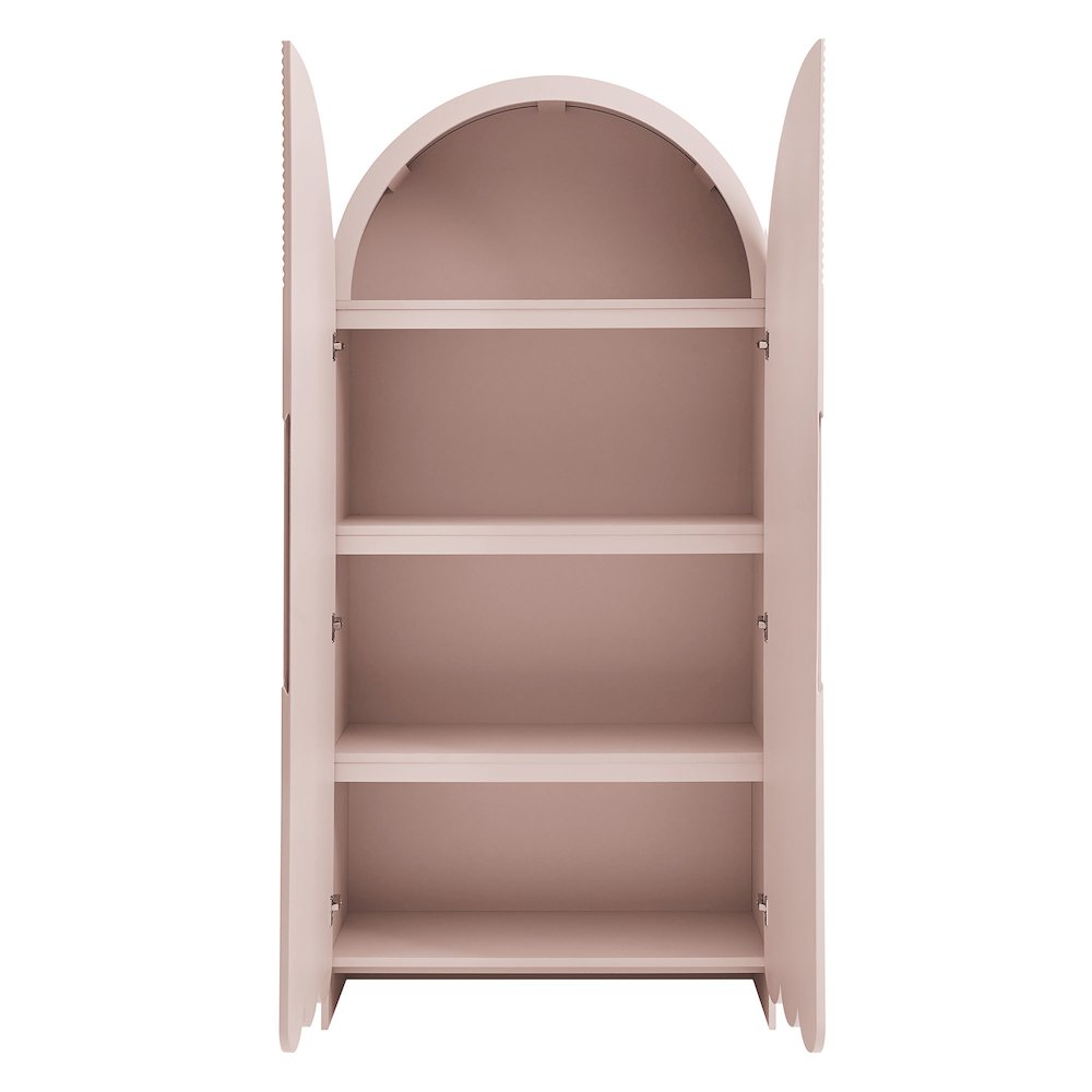 Dahlia 78 Inch Fluted and Scalloped Arched Storage Cabinet