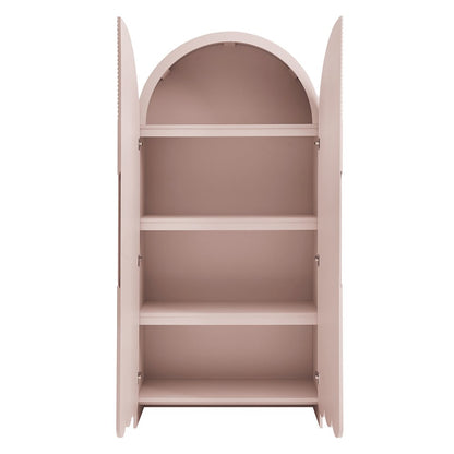 Dahlia 78 Inch Fluted and Scalloped Arched Storage Cabinet