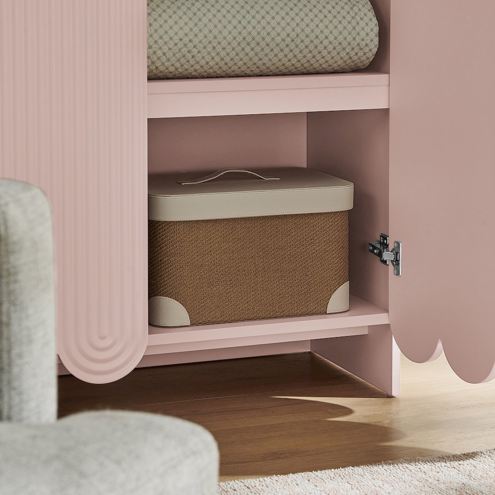 Dahlia 78 Inch Fluted and Scalloped Arched Storage Cabinet