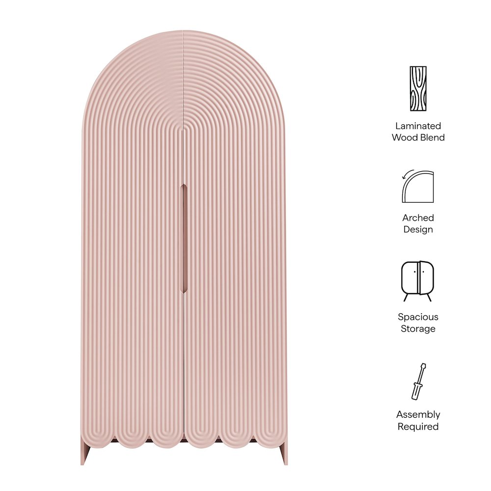 Dahlia 78 Inch Fluted and Scalloped Arched Storage Cabinet