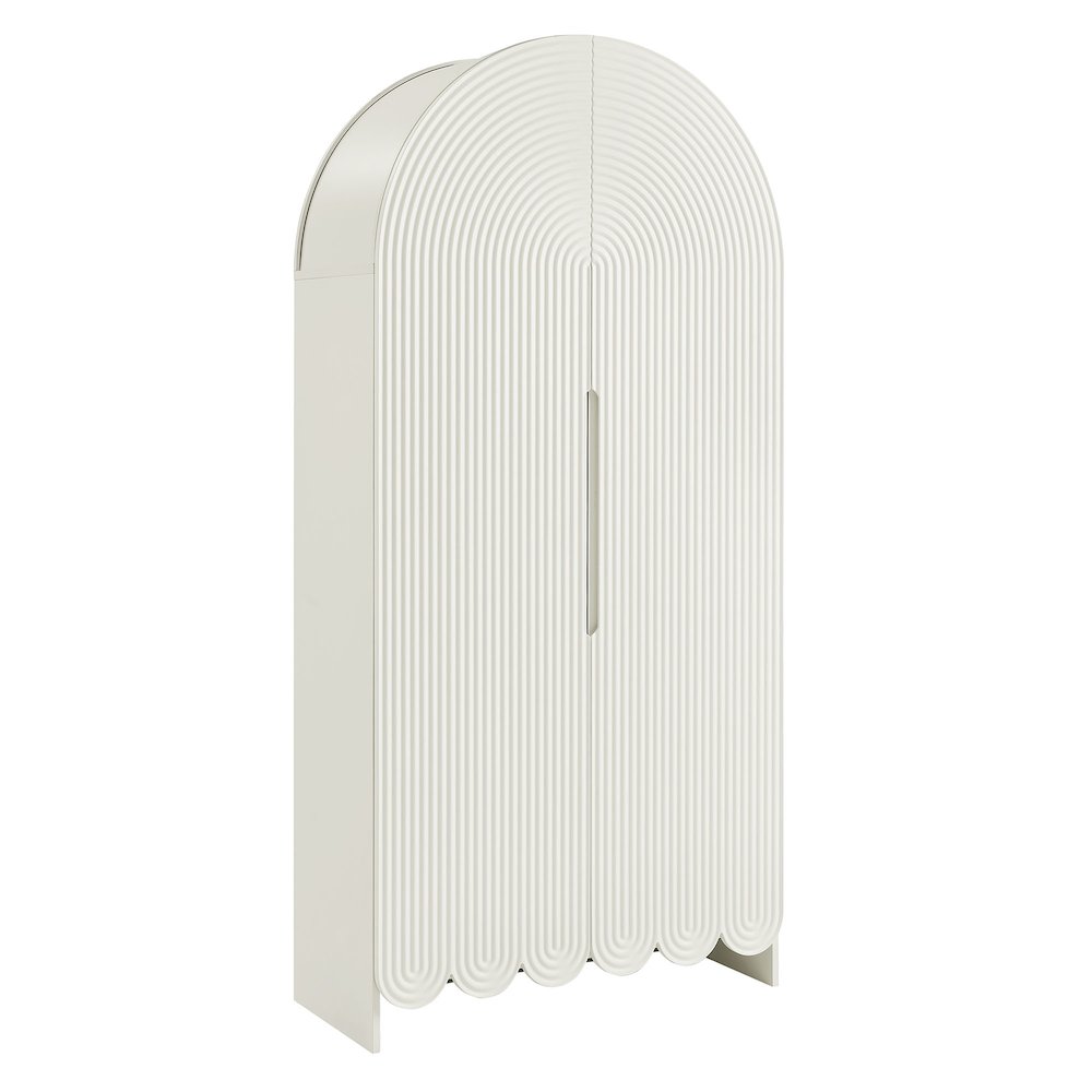 Dahlia 78 Inch Fluted and Scalloped Arched Storage Cabinet