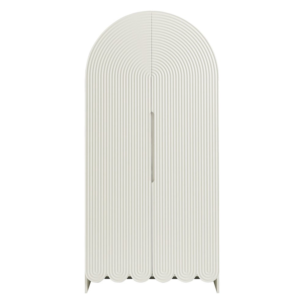 Dahlia 78 Inch Fluted and Scalloped Arched Storage Cabinet