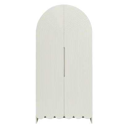 Dahlia 78 Inch Fluted and Scalloped Arched Storage Cabinet