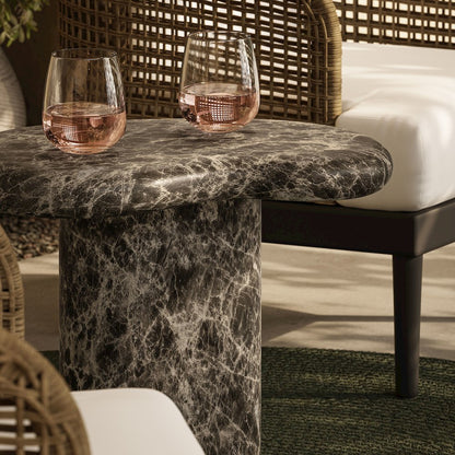 Elowen Outdoor Patio Faux Marble Side Table