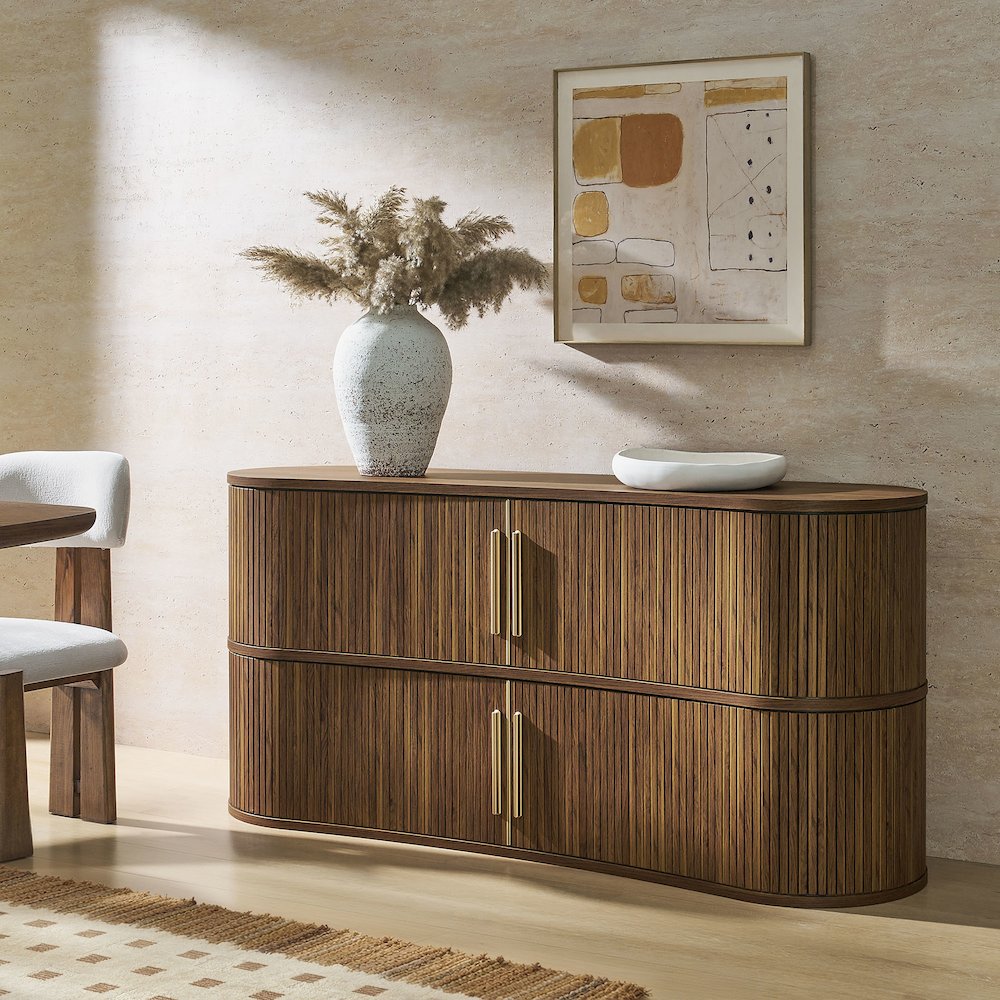 Radcliffe 63" Curved Fluted Sideboard Buffet Cabinet