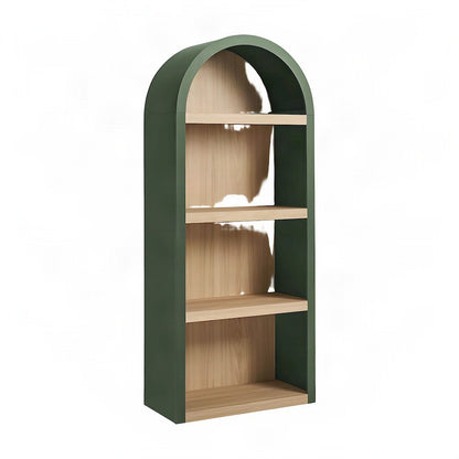 Tall Narrow Arched Wood Bookshelf with Adjustable Shelves, Hunter Green