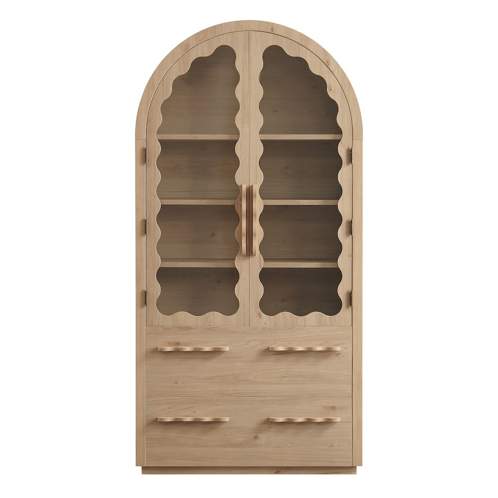 Rory 76 Inch Arched Kitchen Pantry Display Cabinet