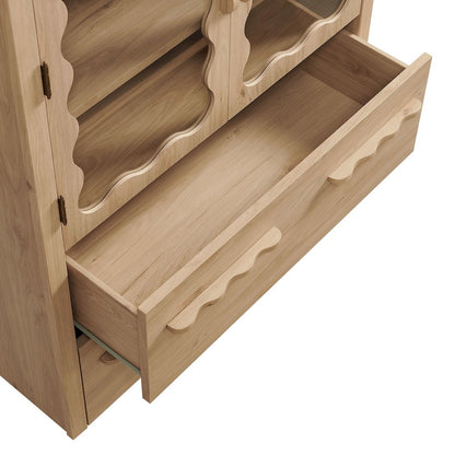 Rory 76 Inch Arched Kitchen Pantry Display Cabinet