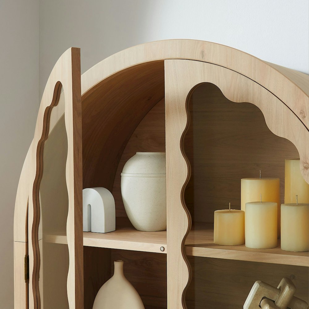 Rory 76 Inch Arched Kitchen Pantry Display Cabinet