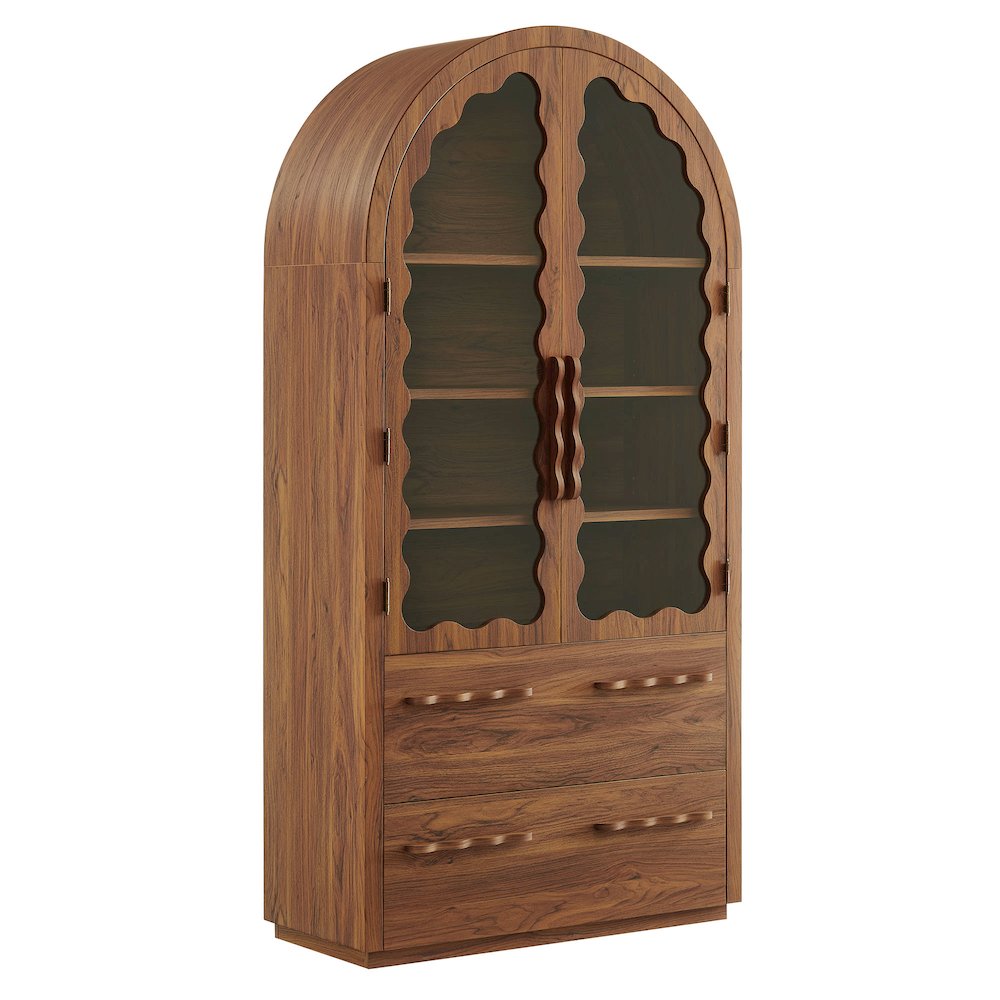 Rory 76 Inch Arched Kitchen Pantry Display Cabinet