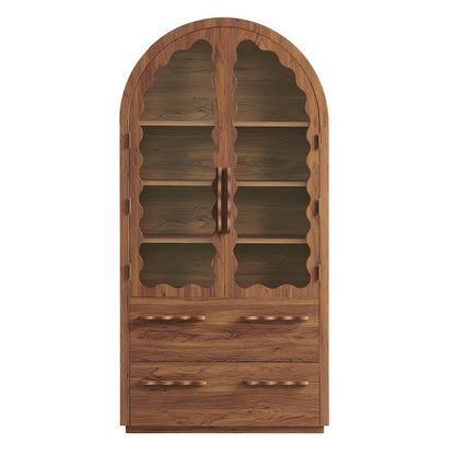 Rory 76 Inch Arched Kitchen Pantry Display Cabinet