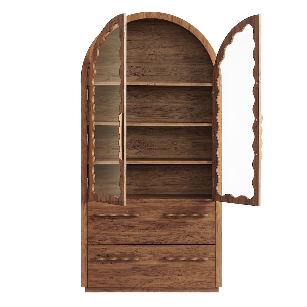 Rory 76 Inch Arched Kitchen Pantry Display Cabinet