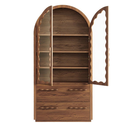 Rory 76 Inch Arched Kitchen Pantry Display Cabinet