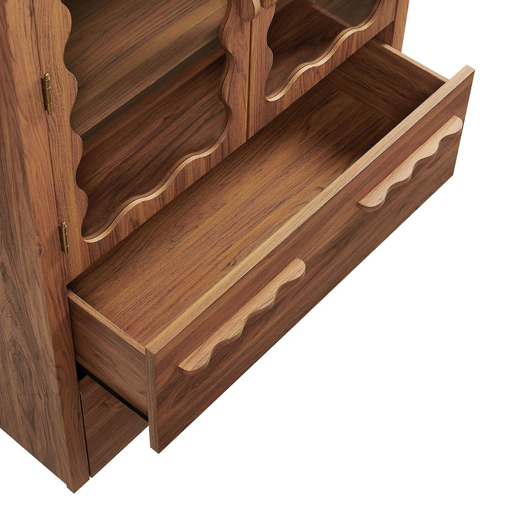Rory 76 Inch Arched Kitchen Pantry Display Cabinet