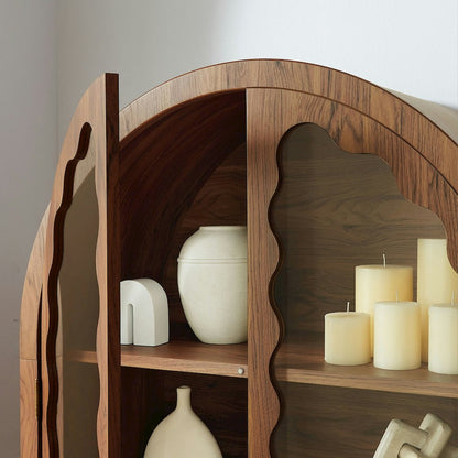 Rory 76 Inch Arched Kitchen Pantry Display Cabinet