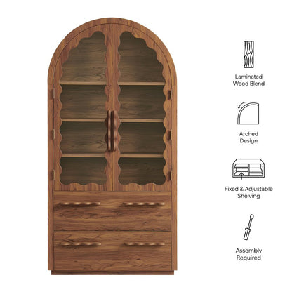Rory 76 Inch Arched Kitchen Pantry Display Cabinet