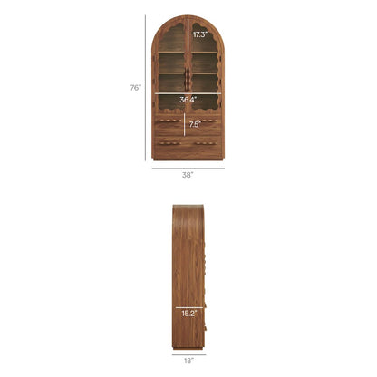 Rory 76 Inch Arched Kitchen Pantry Display Cabinet