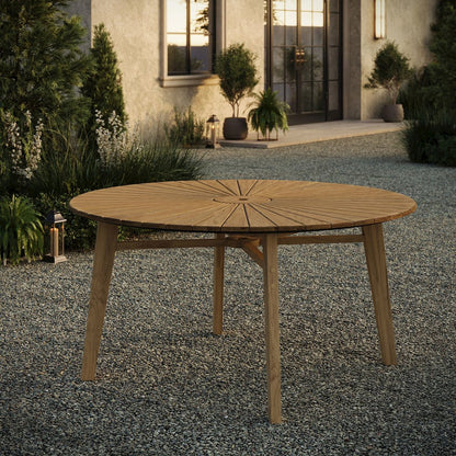 Cielo 59" Sunburst Outdoor Patio Teak Dining Table