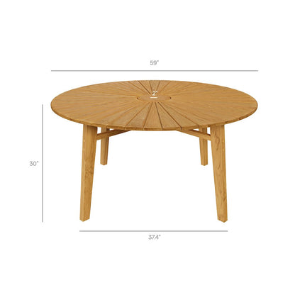 Cielo 59" Sunburst Outdoor Patio Teak Dining Table